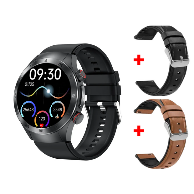 HealthWave Max - A legjobb okosóra orvosi diagnosztikához, óra a vérzsírok, a húgysav és a vércukorszint monitorozására, valamint EKG-t és fotopletizmográfiát használó fitneszkövető.