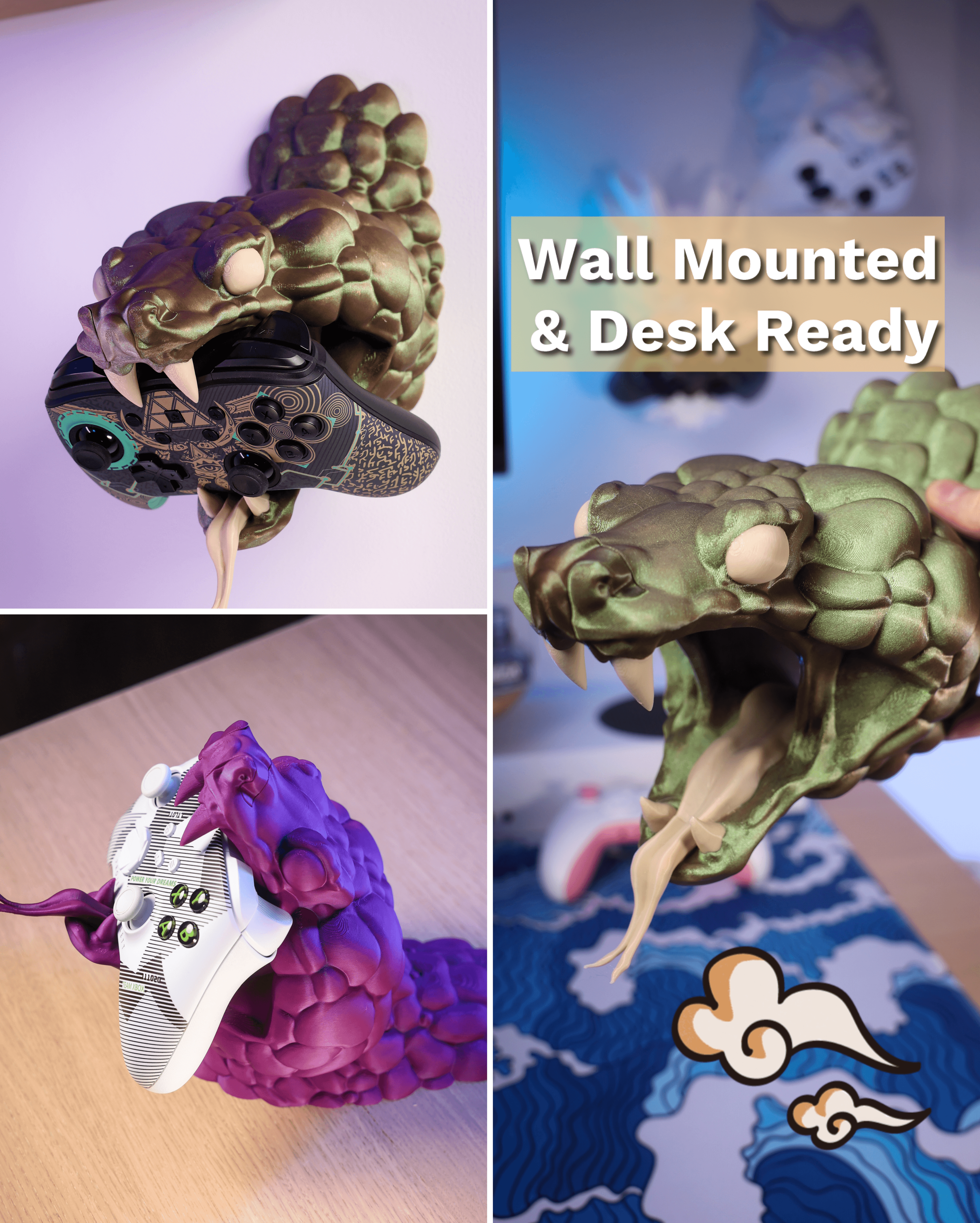 Tiger Controller Stand｜Fierce Gamepad Holder for PS5 / Xbox / Switch｜Wall & Desk Mount｜Stylish Animal Decor-Toycex