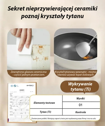 🍳Patelnia ceramiczna Takara Titanium Crystal z powłoką nieprzywierającą, bezfreonowa｜Certyfikat UE, 50-letnia trwałość, kompatybilna z metalowymi szpatułkami✨