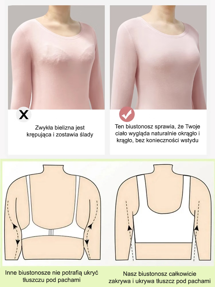 ✨Bezszwowy biustonosz modelujący 3D – 8 godzin bez ucisku, wyszczupla pachy i sprawia, że ​​piersi wydają się mniejsze o 5 kg