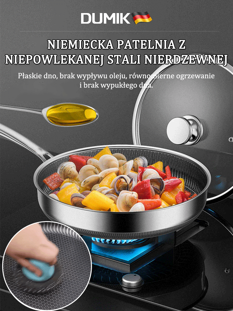 🍳 3 w 1! Głęboka patelnia o średnicy 6 cm – antybakteryjna i nieprzywierająca