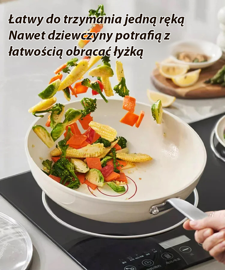 🍳Patelnia ceramiczna Takara Titanium Crystal z powłoką nieprzywierającą, bezfreonowa｜Certyfikat UE, 50-letnia trwałość, kompatybilna z metalowymi szpatułkami✨
