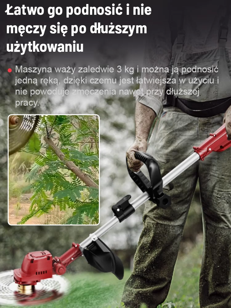 Wytrzymała i wydajna kosiarka podwaja wydajność odchwaszczania💪