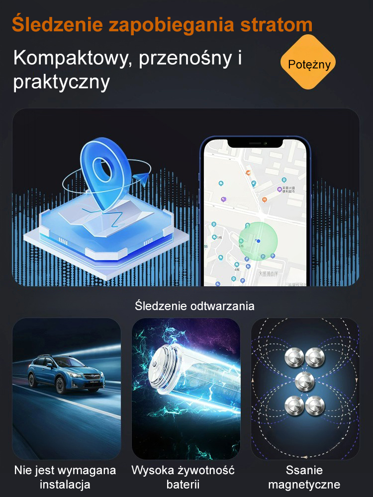 📡Mini lokalizator GPS, montaż magnetyczny⚙️Globalny zasięg i zdalny monitoring