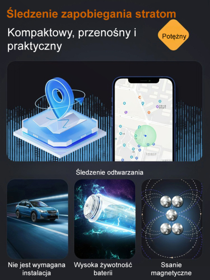 📡Mini lokalizator GPS, montaż magnetyczny⚙️Globalny zasięg i zdalny monitoring