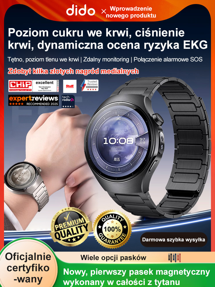 ⌚️Inteligentny zegarek z ekranem dotykowym, całodobowy monitoring zdrowia, do 10 dni pracy na baterii