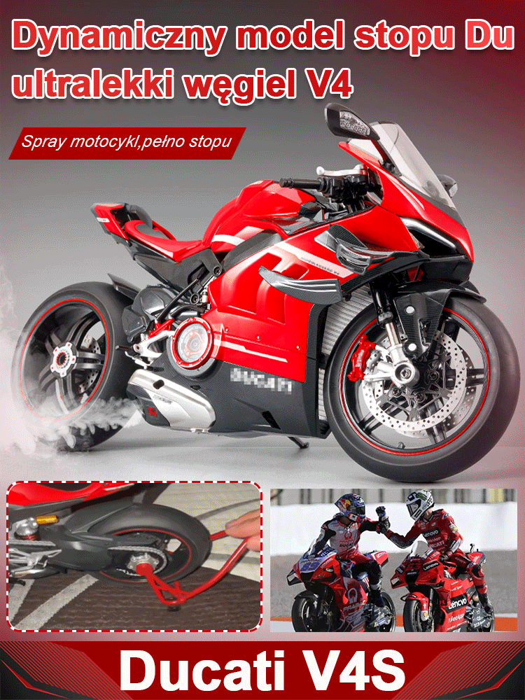 🏍️Ducati V4S Metalowy model kolekcjonerski｜Precyzyjna replika・Przednie koło ruchome・Odrestaurowana włoska estetyka✨