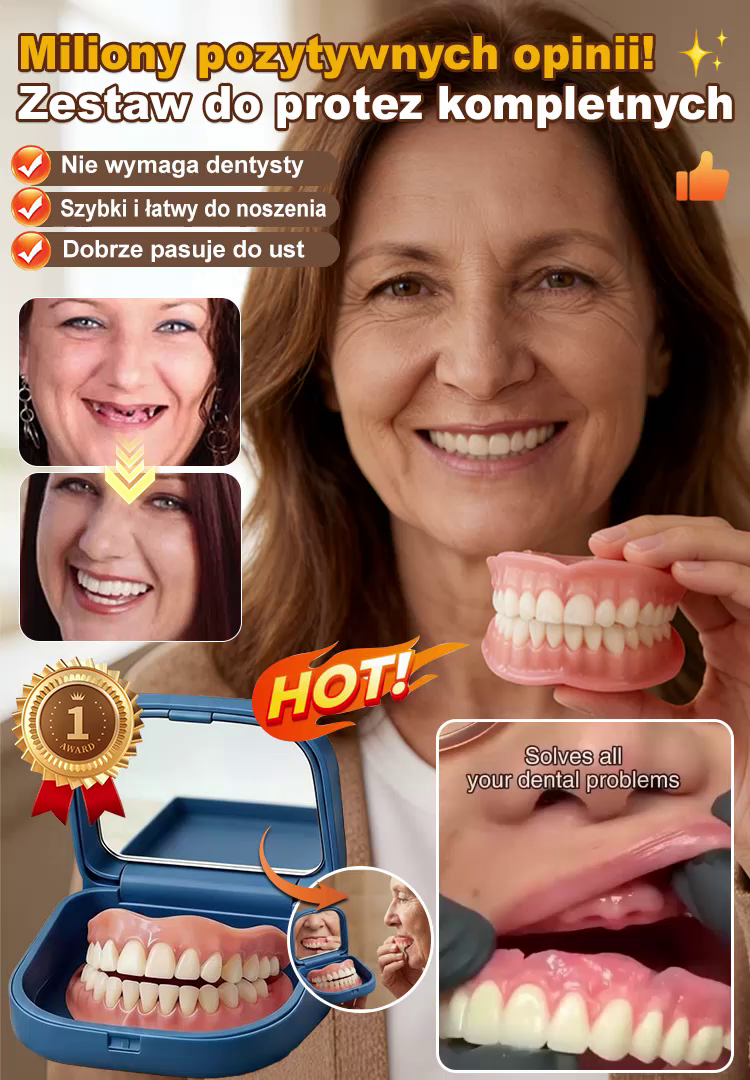 🦷Ulepszona wersja z wbudowanym lusterkiem, silna adsorpcja protez, czystość i higiena, superwygoda!✅