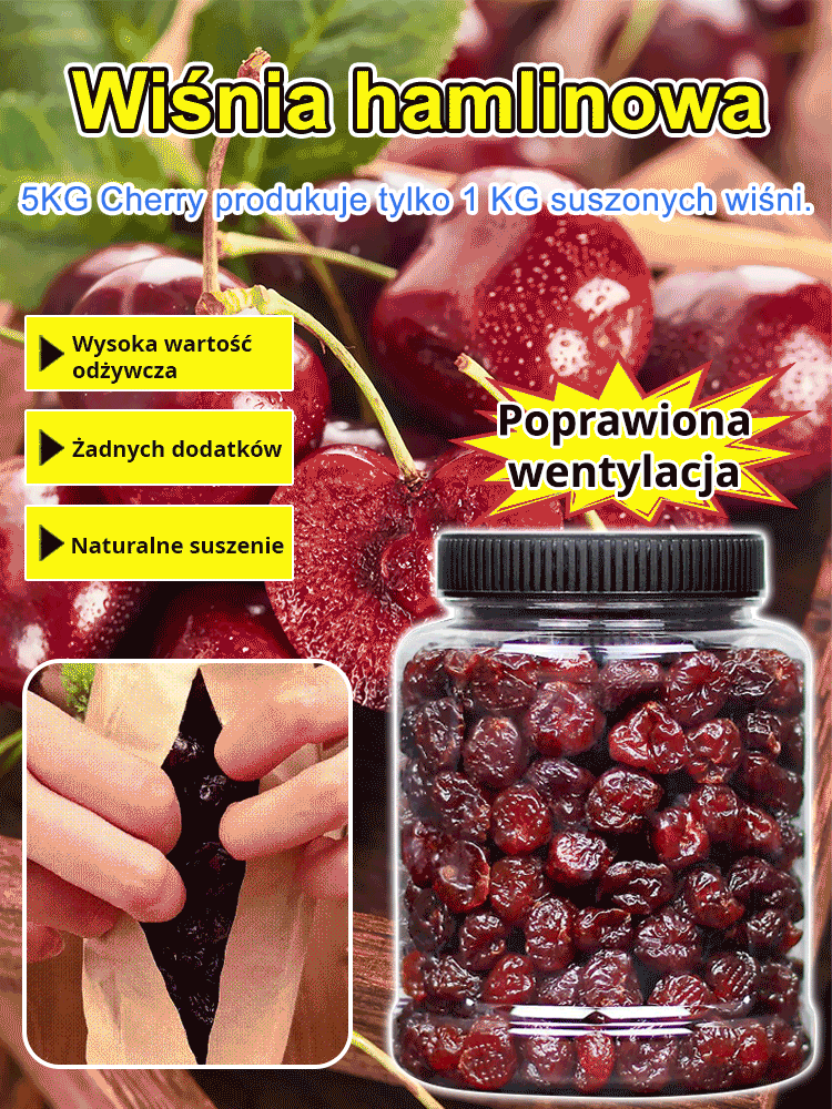 【🍒Kup jeden, drugi gratis】 Wiśnie zbierane ręcznie z sadu! 🌟Suszone wiśnie, 2,2 kg świeżych owoców zredukowane do 450 g suszonych owoców