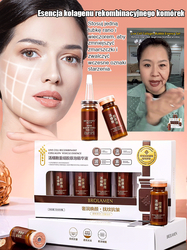 💥Wrinkle Eraser🧴 Esencja kolagenowa Cell Recombination, precyzyjnie redukuje drobne linie, jednocześnie nawilżając i ujędrniając🌟