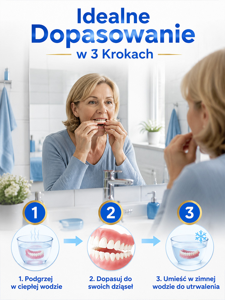 🦷 Mocowanie próżniowe bez użycia kleju: w 100% pewne i trwałe rozwiązanie, które natychmiast przywraca naturalny, piękny uśmiech.