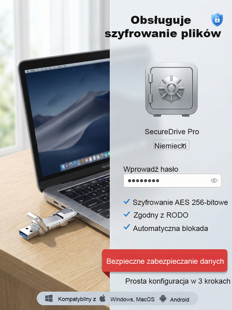 💾 Przenośny dysk SSD 64 TB z podwójnym interfejsem | Szybki transfer 450 MB/s z 256-bitowym szyfrowaniem ✨