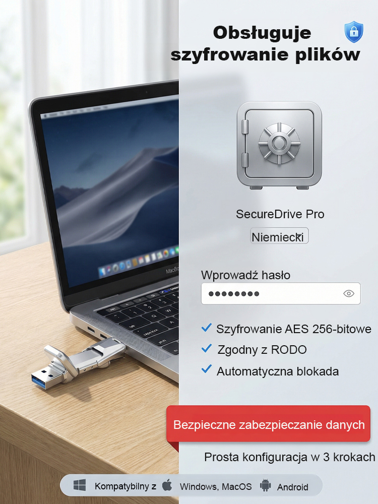 💾 Przenośny dysk SSD 64 TB z podwójnym interfejsem | Szybki transfer 450 MB/s z 256-bitowym szyfrowaniem ✨