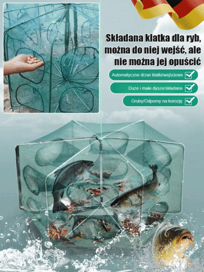 🤩Automatycznie składana klatka dla ryb🐟️, Złów 3 razy więcej ryb z jedną klatką✨️Automatyczny karmnik dla ryb bez przecieków🌊