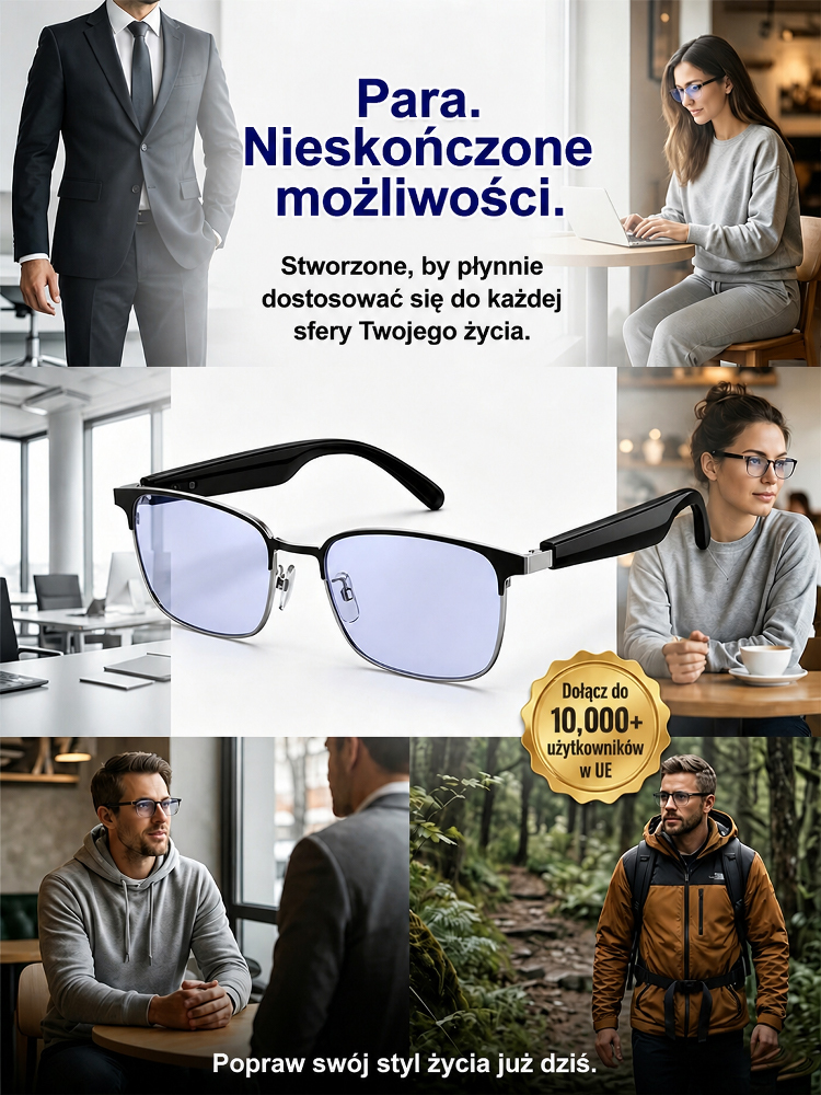 Okulary AI z funkcją zmiany koloru, sterowane dotykiem i głosem,🚀Ein Paar. Unendliche Möglichkeiten. 🤖Der unsichtbare KI-Assistent – direkt auf Ihrem Gesicht
