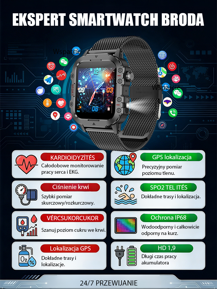 ⌚Smartwatch outdoorowy o wysokiej jasności🌞Doskonała widoczność w silnym świetle, inteligentna ochrona w każdych warunkach pogodowych