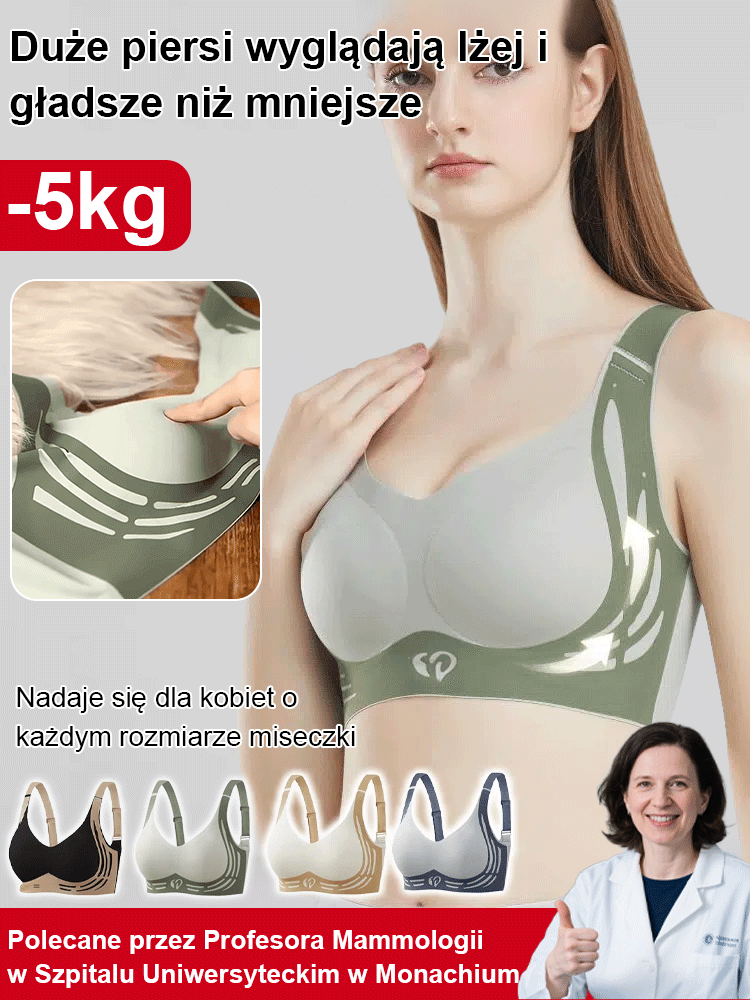 ✨Bezszwowy biustonosz modelujący 3D – 8 godzin bez ucisku, wyszczupla pachy i sprawia, że ​​piersi wydają się mniejsze o 5 kg