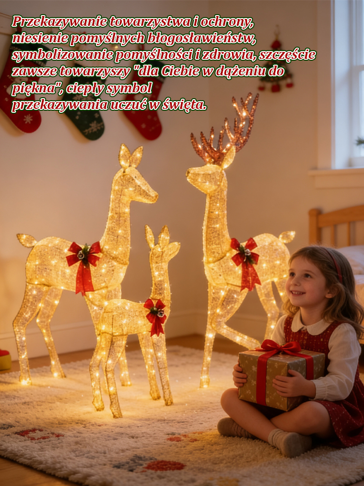 🎄Limitowana edycja świąteczna, 3-częściowy zestaw ozdób reniferowych🎅Wiele trybów oświetlenia🌈Niezbędny element świątecznej atmosfery!