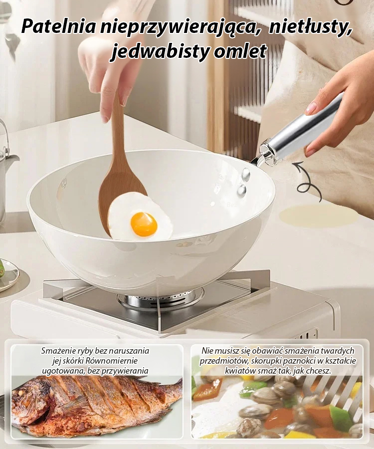🍳Patelnia ceramiczna Takara Titanium Crystal z powłoką nieprzywierającą, bezfreonowa｜Certyfikat UE, 50-letnia trwałość, kompatybilna z metalowymi szpatułkami✨