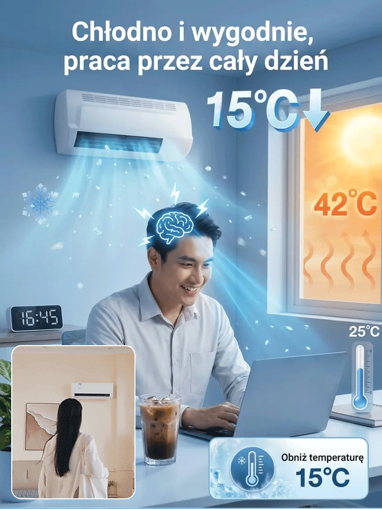 【🏅Klasa efektywności energetycznej A+++】❄️ Inteligentny klimatyzator 4 w 1 typu „wszystko w jednym” (chłodzenie, grzanie i oczyszczanie)