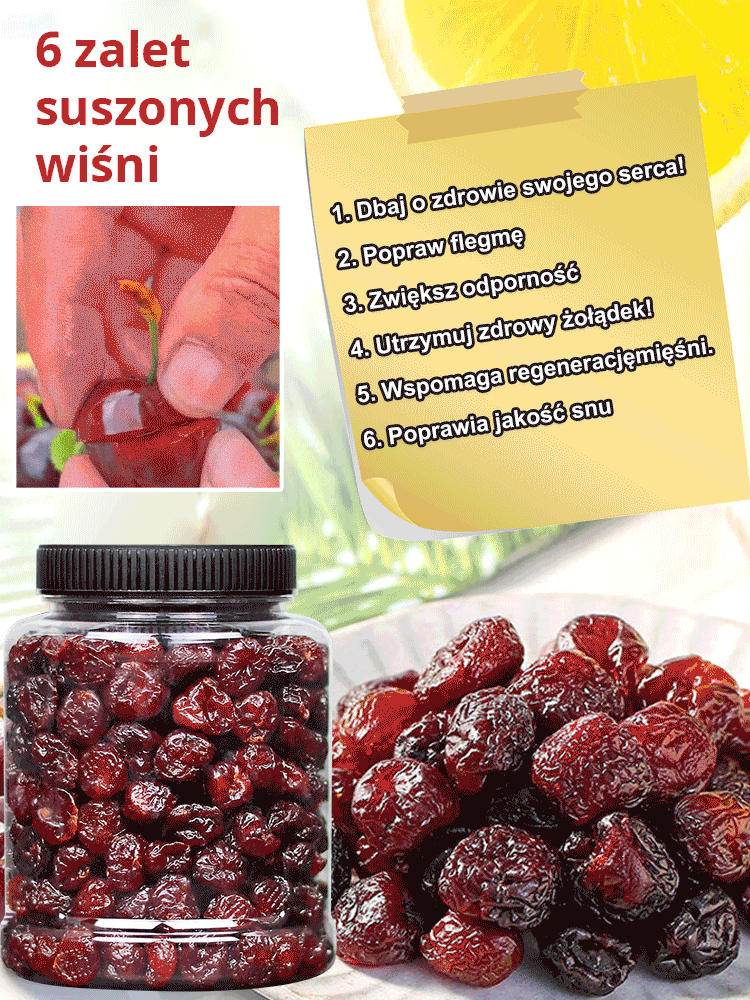 【🍒Kup jeden, drugi gratis】 Wiśnie zbierane ręcznie z sadu! 🌟Suszone wiśnie, 2,2 kg świeżych owoców zredukowane do 450 g suszonych owoców