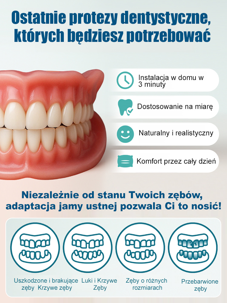 【🦷Kup jedną, a dostaniesz dwie】Protezy 3D Bionic | Bez kleju, stabilne dopasowanie • Naturalne doznania podczas żucia