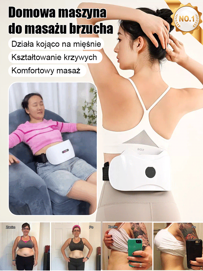 💆‍♀️🌀 Masażer brzucha z wibracjami o wysokiej częstotliwości｜🤲 Dwukierunkowe ugniatanie + 🌀 Wibracje o wysokiej częstotliwości · 🎚️ 3 poziomy intensywności · 📐 Kąt nachylenia 140° · ✨ Pomaga w modelowaniu