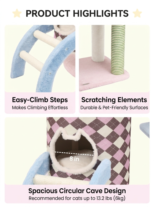 Dreamy Macaron Cat Tree & Scratching Post