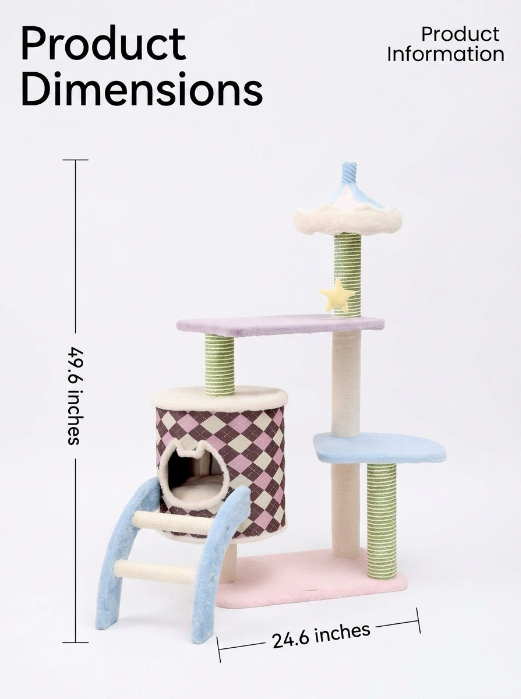 Dreamy Macaron Cat Tree & Scratching Post