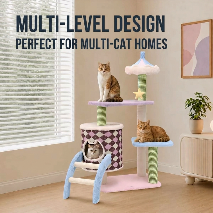 Dreamy Macaron Cat Tree & Scratching Post