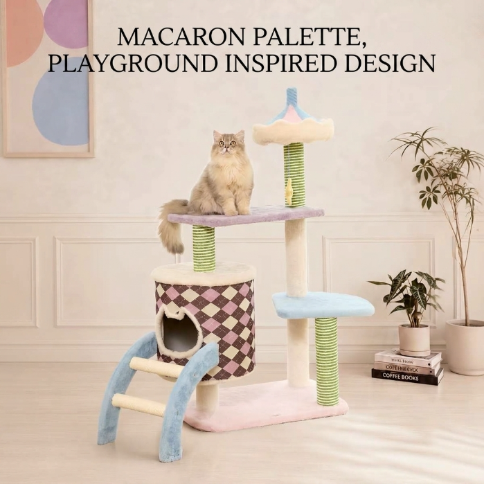 Dreamy Macaron Cat Tree & Scratching Post