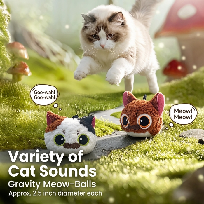 Interactive Meow Ball Cat Toy – Talking Cat Head Ball, Bite-Resistant Self-Play Toy with Sound for Cats