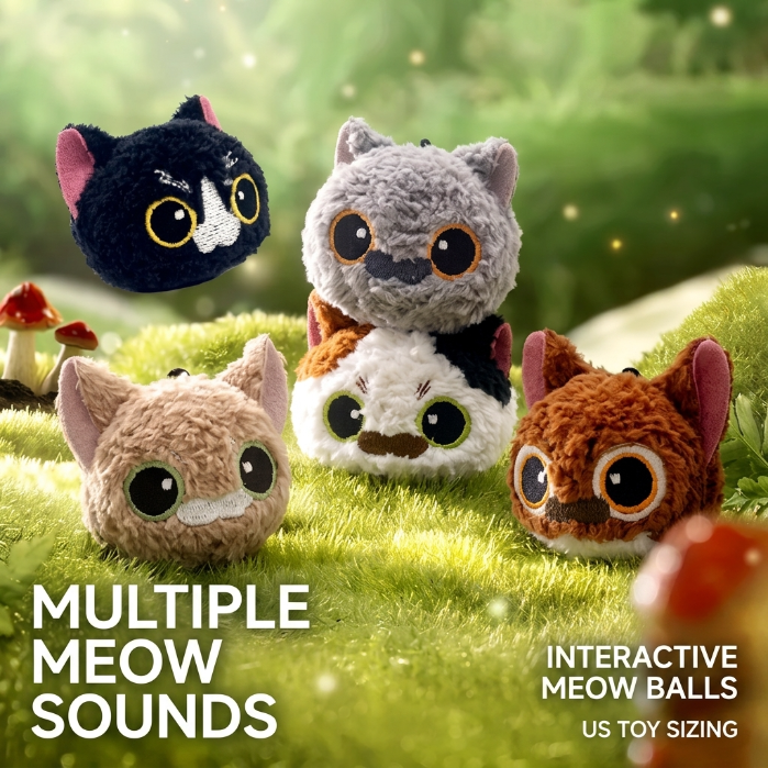 Interactive Meow Ball Cat Toy – Talking Cat Head Ball, Bite-Resistant Self-Play Toy with Sound for Cats