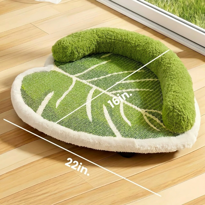 Leaf Shaped Sisal Cat Scratcher Lounge, Natural Scratching Mat & Cozy Cat Bed, Durable Claw Board Sofa for Indoor Cats