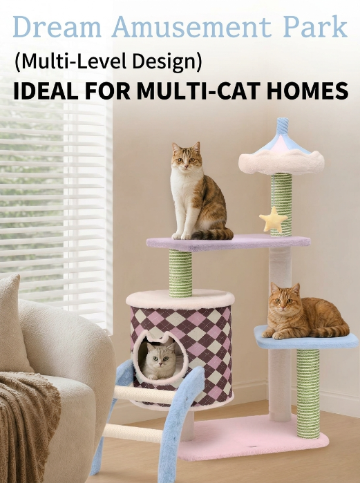 Dreamy Macaron Cat Tree & Scratching Post