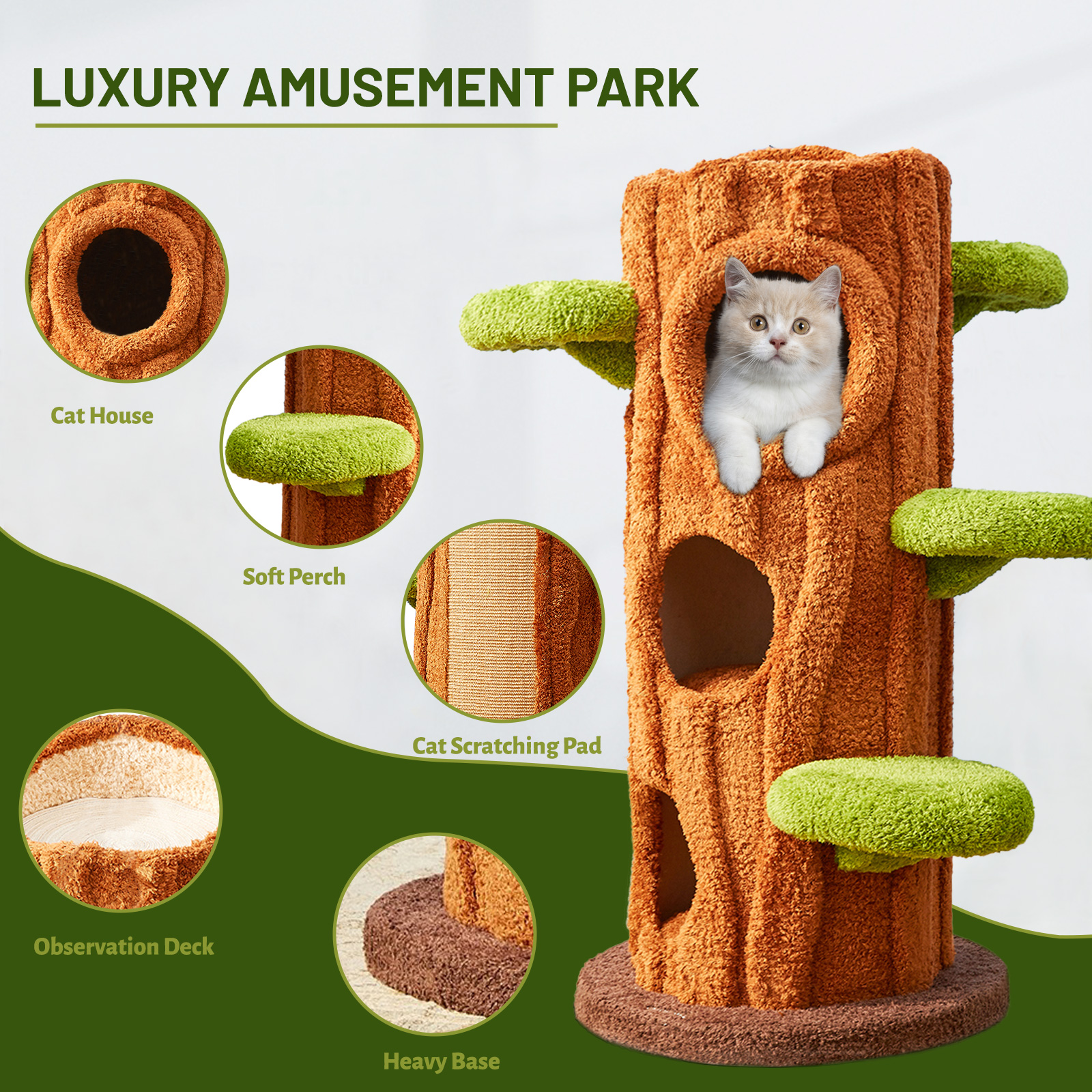 48.8'' H Solid Wood Modern Cat Tree Tower Condo