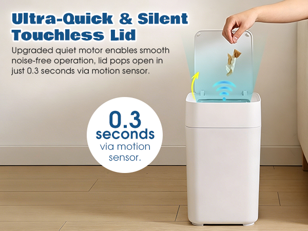 Self-Sealing & Self-Changing Automatic Trash Can, 5.3 Gallon (20L) Smart Trash Can Motion Sensor, Touchless Garbage Can with Lid for Kitchen, Bathroom, Bedroom, Office, Odor-Sealing Design