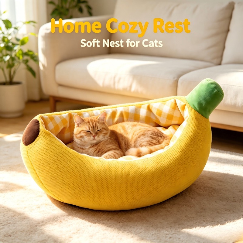 Banana Boat Cat Bed & Cozy Pet Lounger