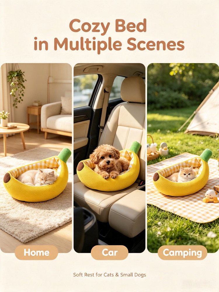 Banana Boat Cat Bed & Cozy Pet Lounger