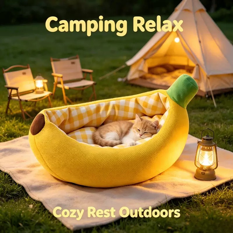Banana Boat Cat Bed & Cozy Pet Lounger