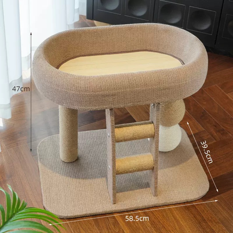 2-Tier Small Cat Tree with Scratching Post & Toy | Space-Saving Cat Furniture
