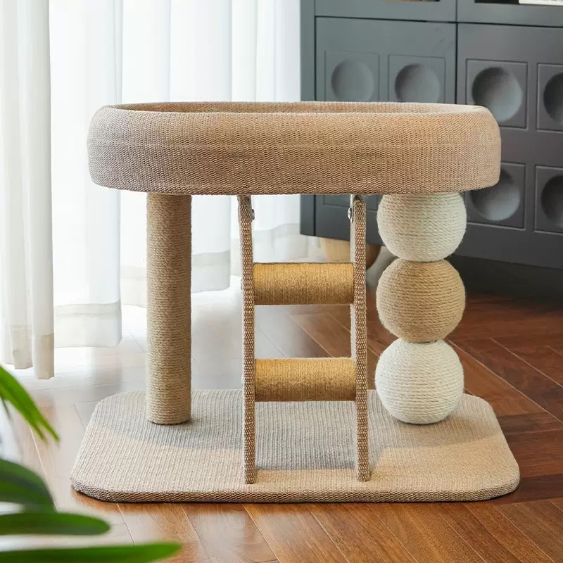 2-Tier Small Cat Tree with Scratching Post & Toy | Space-Saving Cat Furniture
