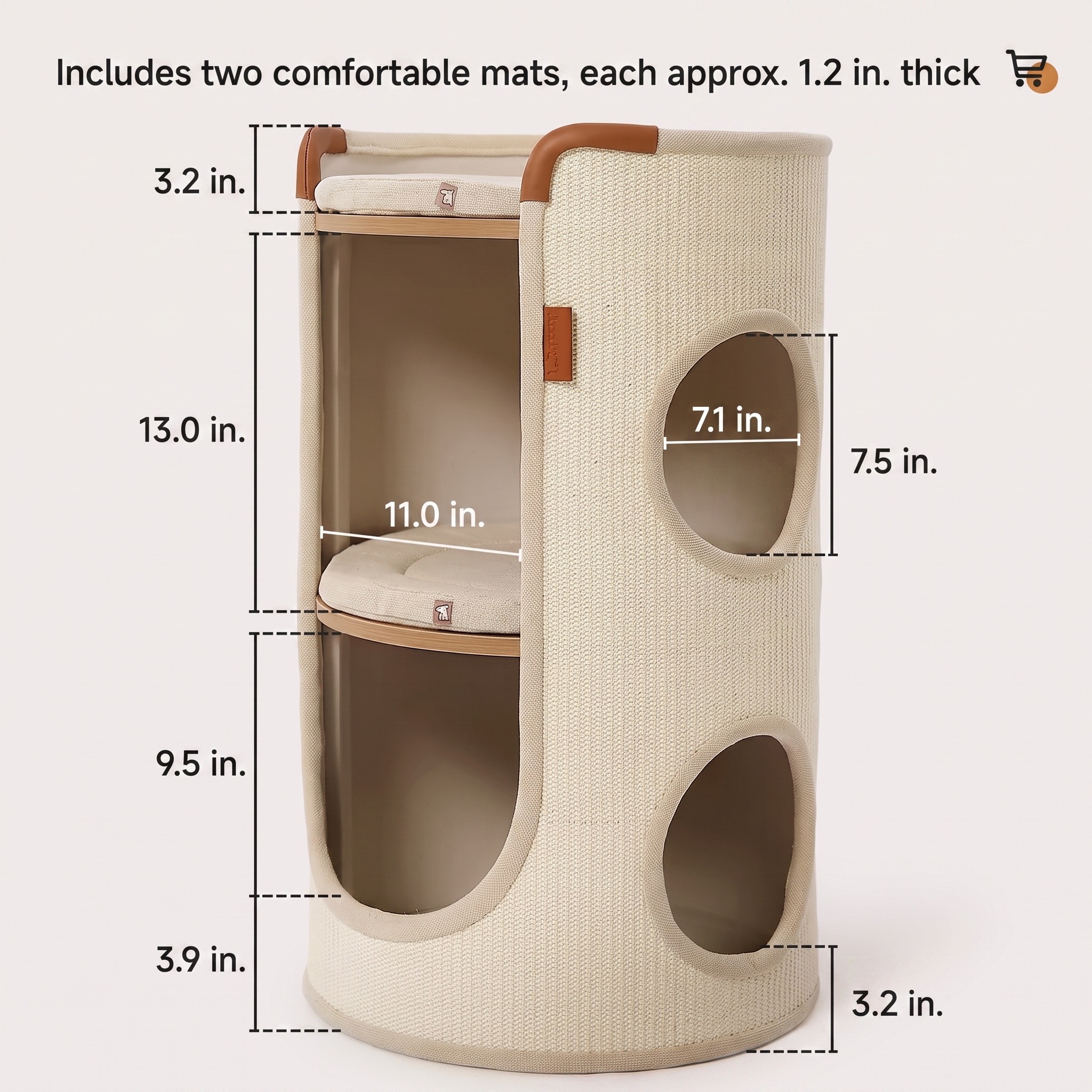 Space-Saving 2-Tier Sisal Cat Tree & Scratcher