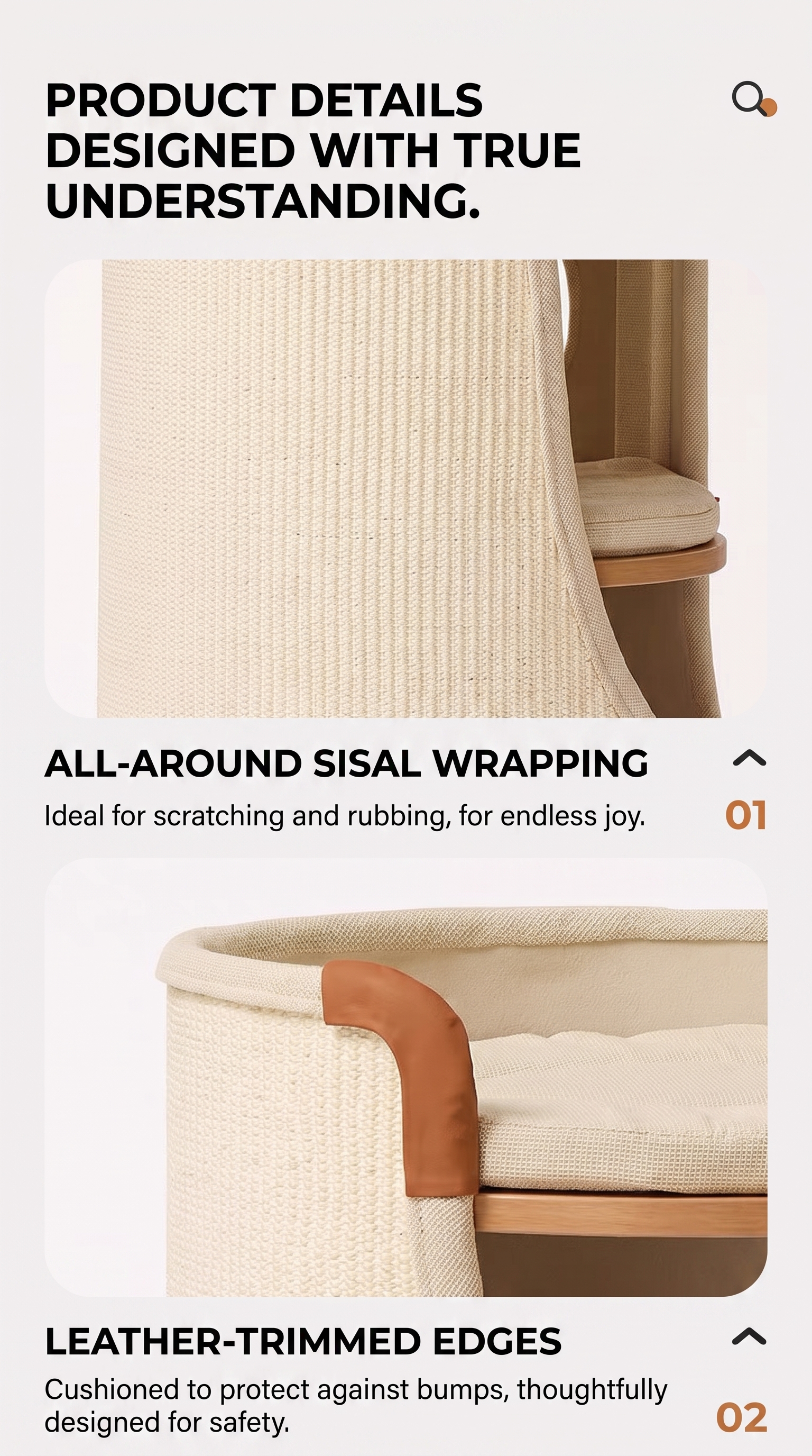 Space-Saving 2-Tier Sisal Cat Tree & Scratcher