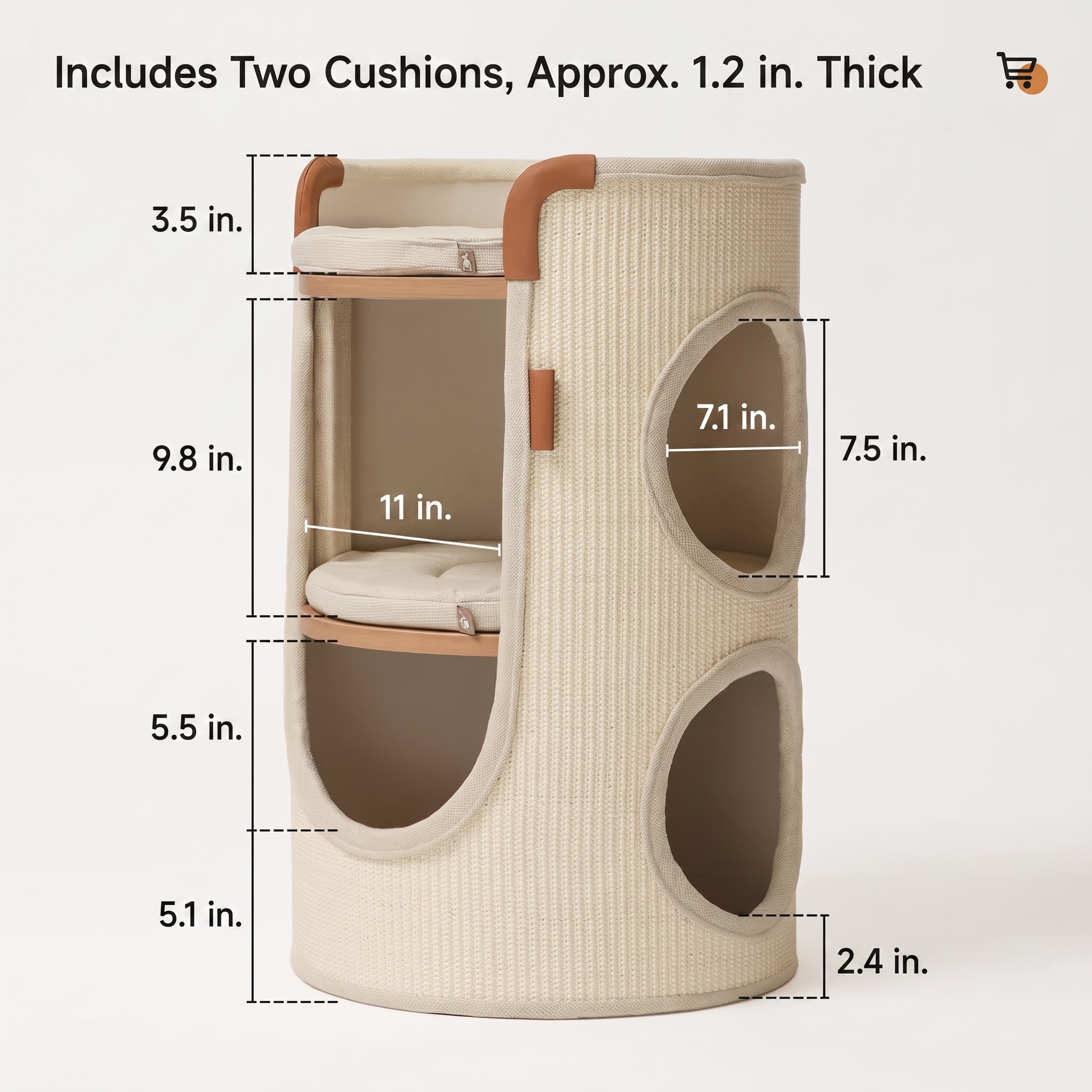 Space-Saving 2-Tier Sisal Cat Tree & Scratcher