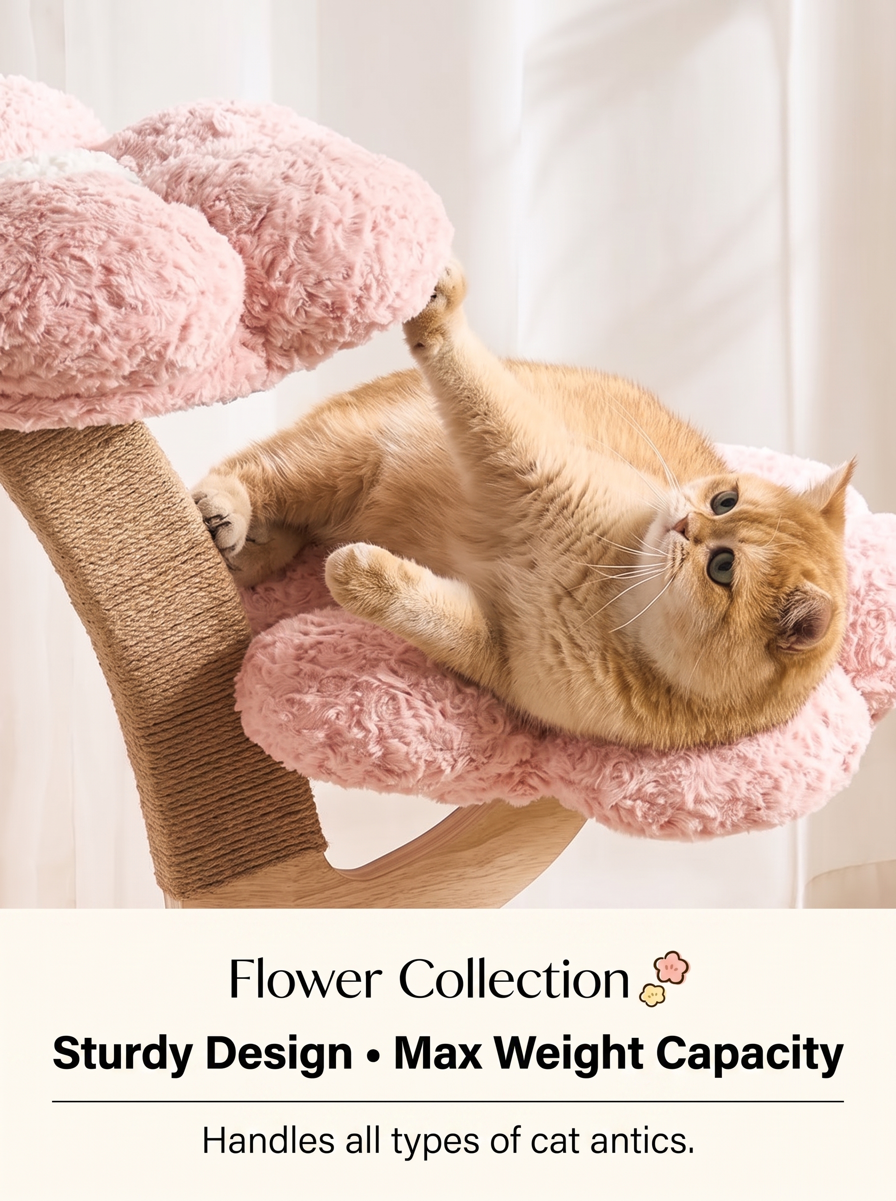 Cloud Flower Cat Tree with Mushroom Scratching Post & Cozy Hideaway