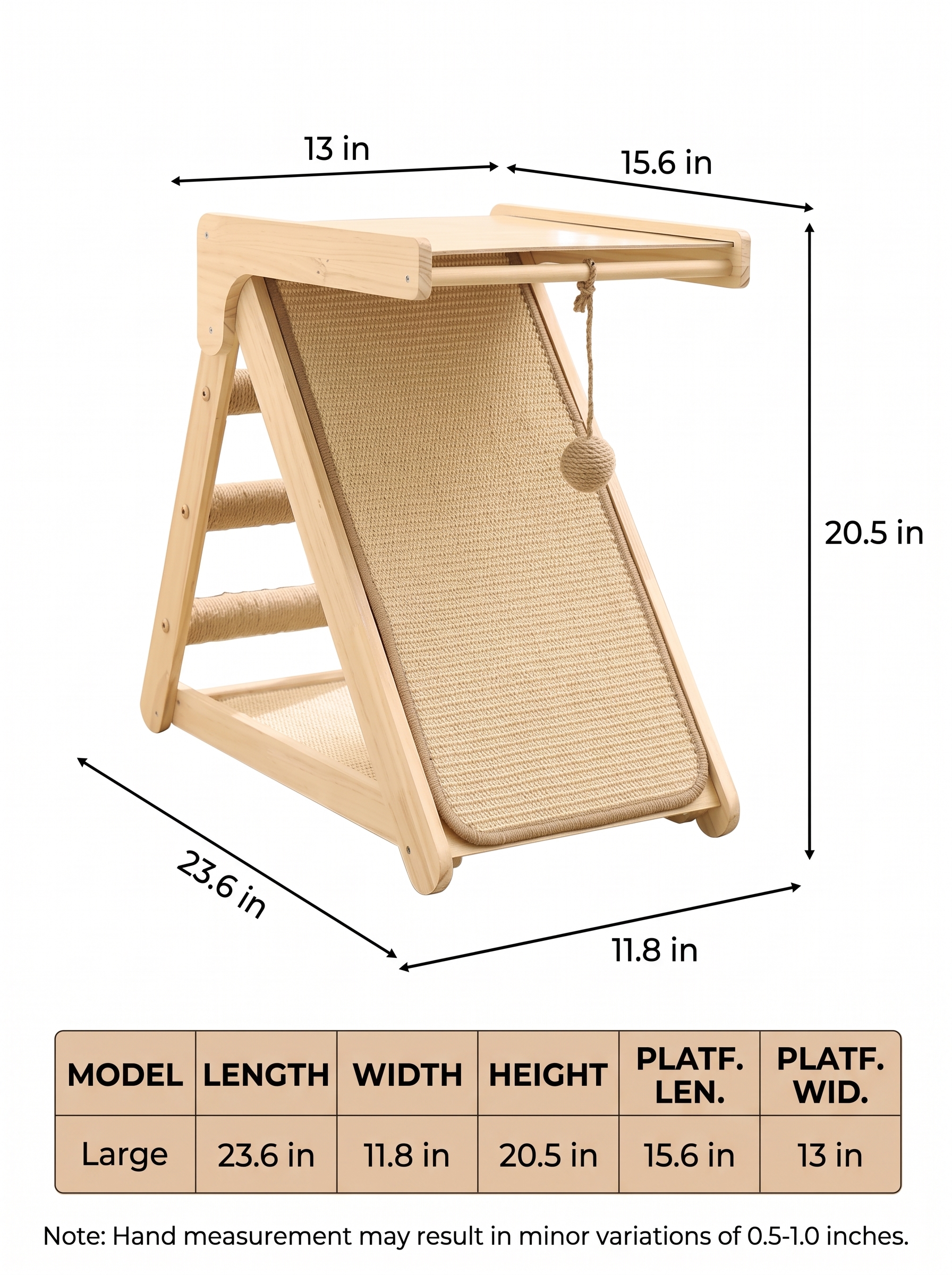 Foldable Wooden Cat Climbing & Scratching Tree – No Assembly Required