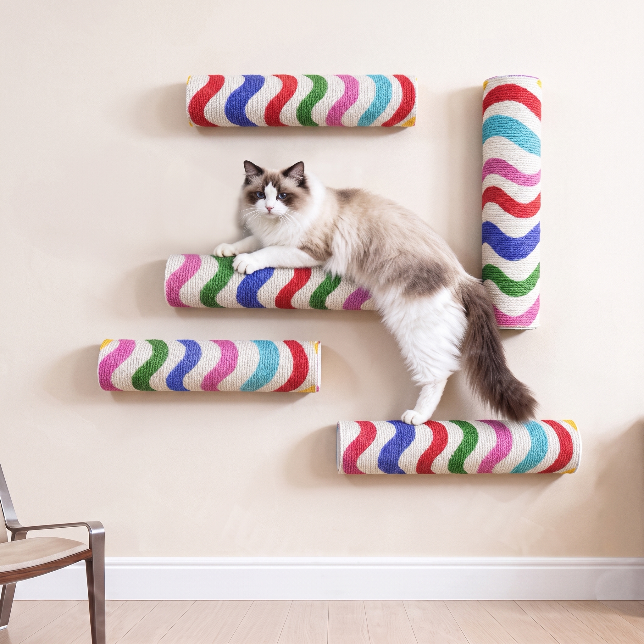 Self-Adhesive Wall-Mounted Cat Scratcher & Climbing Post
