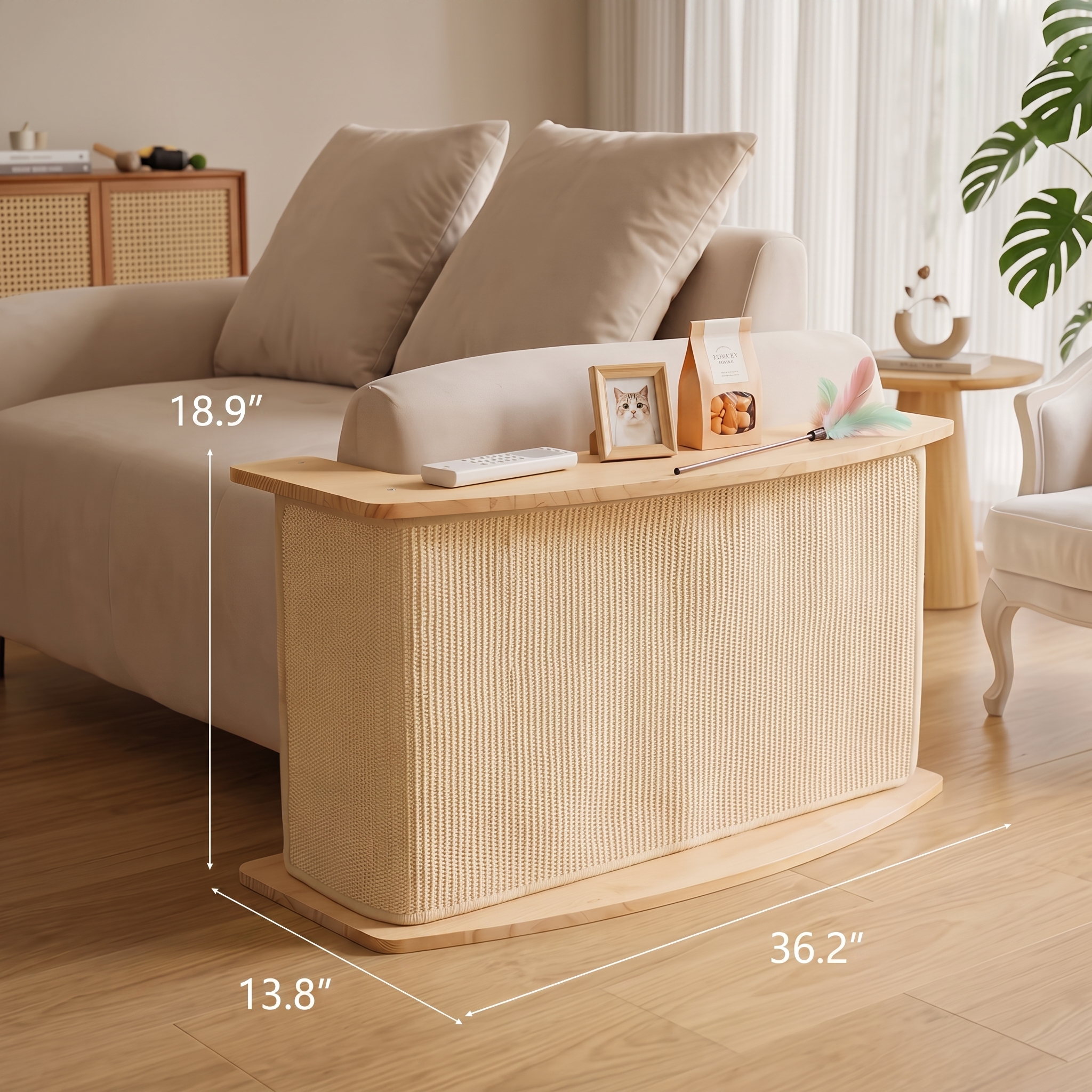 L-Shaped Wooden Cat Scratcher for Sofa Corners