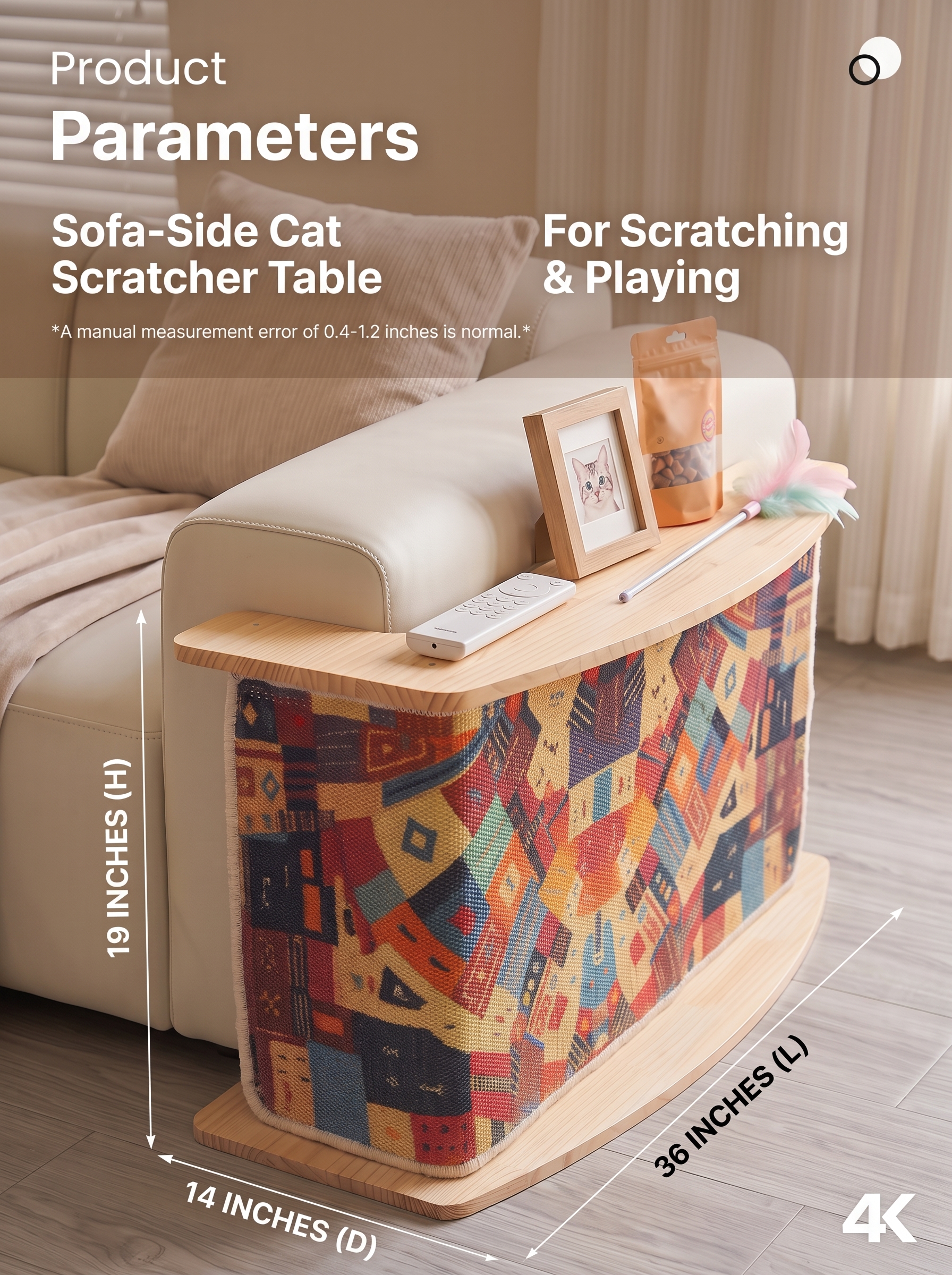 L-Shaped Wooden Cat Scratcher for Sofa Corners